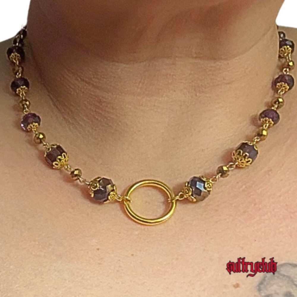 Luxury Crystal Eternity Captive Collar Daytime Submissive O Ring Choker